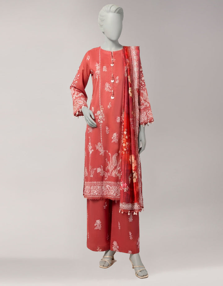Lawn Pink Unstitched Suit - J. Junaid Jamshed