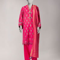 Jacquard Pink Unstitched Suit - J. Junaid Jamshed