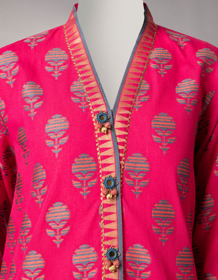 Jacquard Pink Unstitched Suit - J. Junaid Jamshed