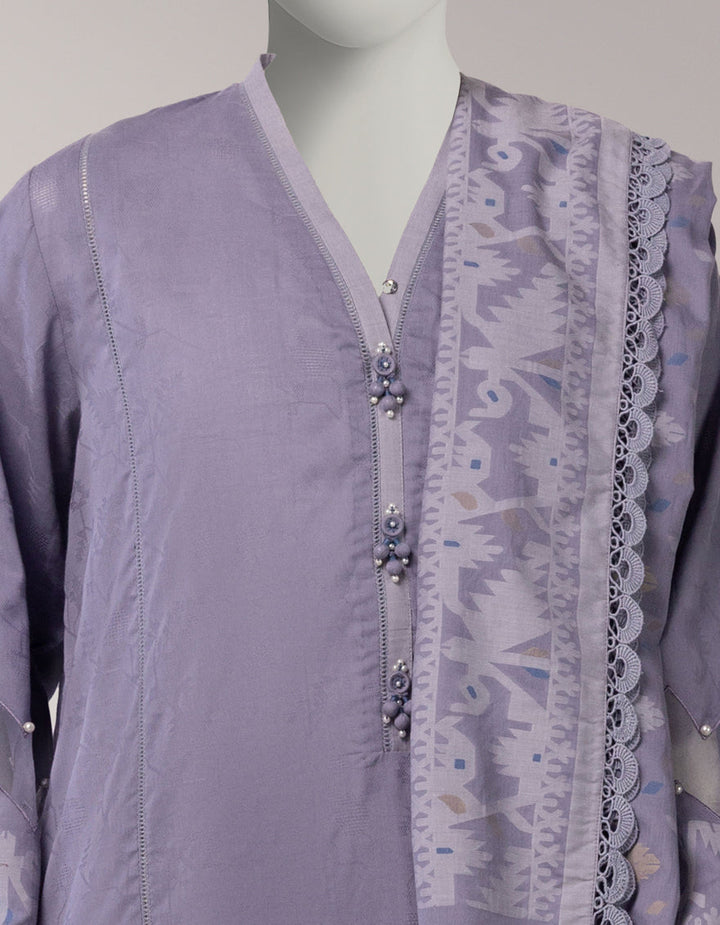 Jacquard Purple Unstitched Suit - J. Junaid Jamshed