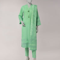 Lawn Green Unstitched Suit - J. Junaid Jamshed