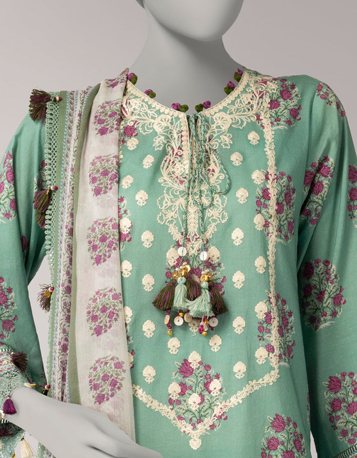 Lawn Green Unstitched Suit - J. Junaid Jamshed
