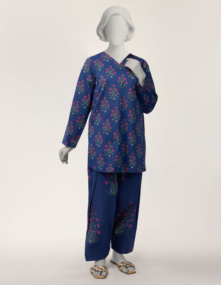 Lawn Blue Stitched Suit - J. Junaid Jamshed