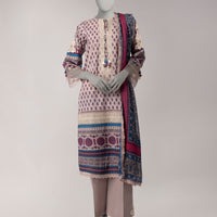 Lawn Pink Unstitched Suit - J. Junaid Jamshed
