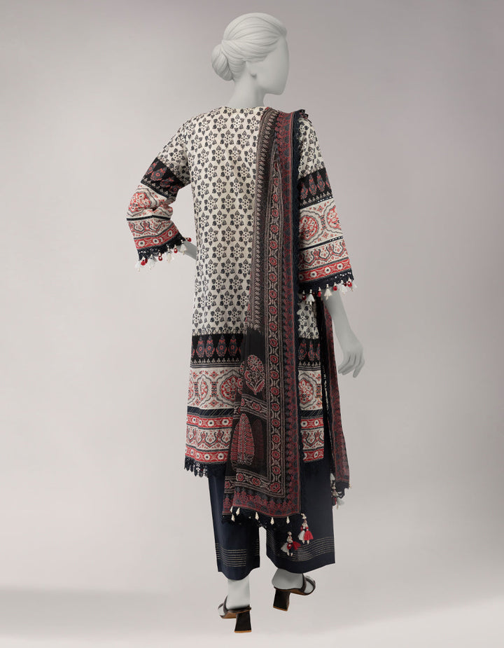 Lawn Grey Unstitched Suit - J. Junaid Jamshed