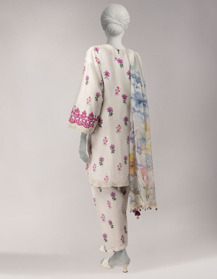 Lawn White Unstitched Suit - J. Junaid Jamshed