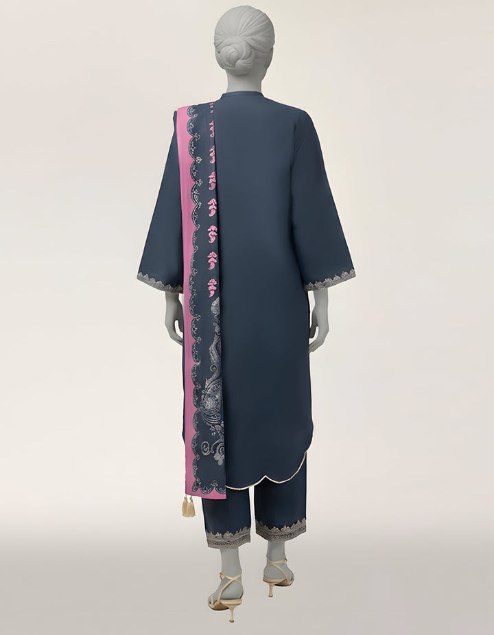 Lawn Blue Stitched Suit - J. Junaid Jamshed
