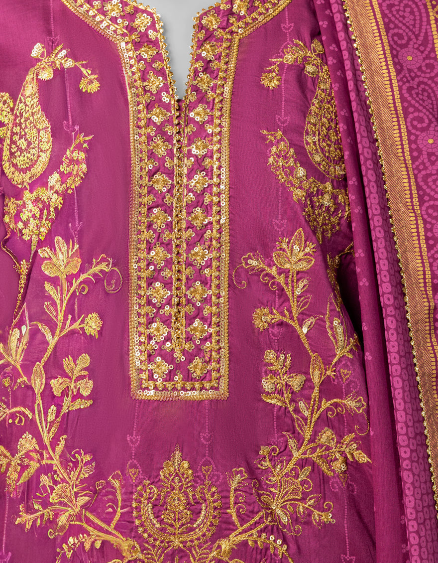 Lawn Multicolor Unstitched Suit - J. Junaid Jamshed