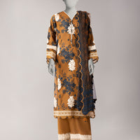 Lawn Multicolor Unstitched Suit - J. Junaid Jamshed