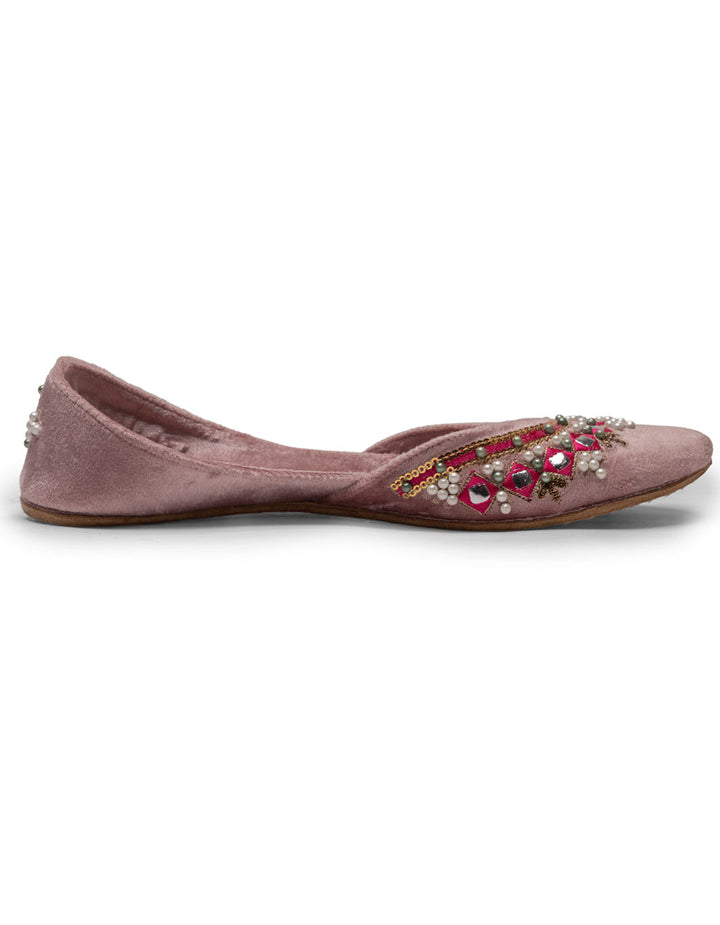 Suede Pink Khussa - J. Junaid Jamshed