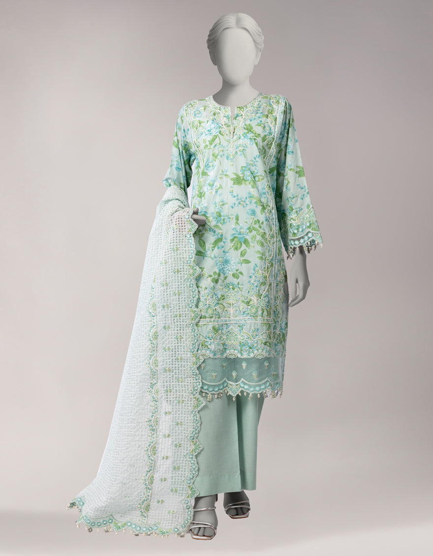 Doria Multicolor Unstitched Suit - J. Junaid Jamshed