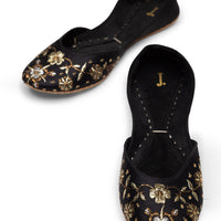 Suede Black Khussa - J. Junaid Jamshed