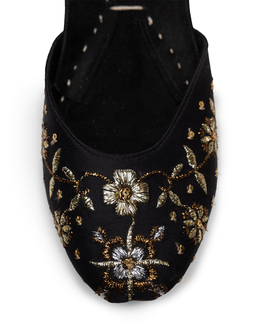 Suede Black Khussa - J. Junaid Jamshed