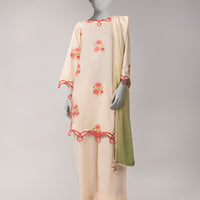 Doria Off White Unstitched Suit - J. Junaid Jamshed