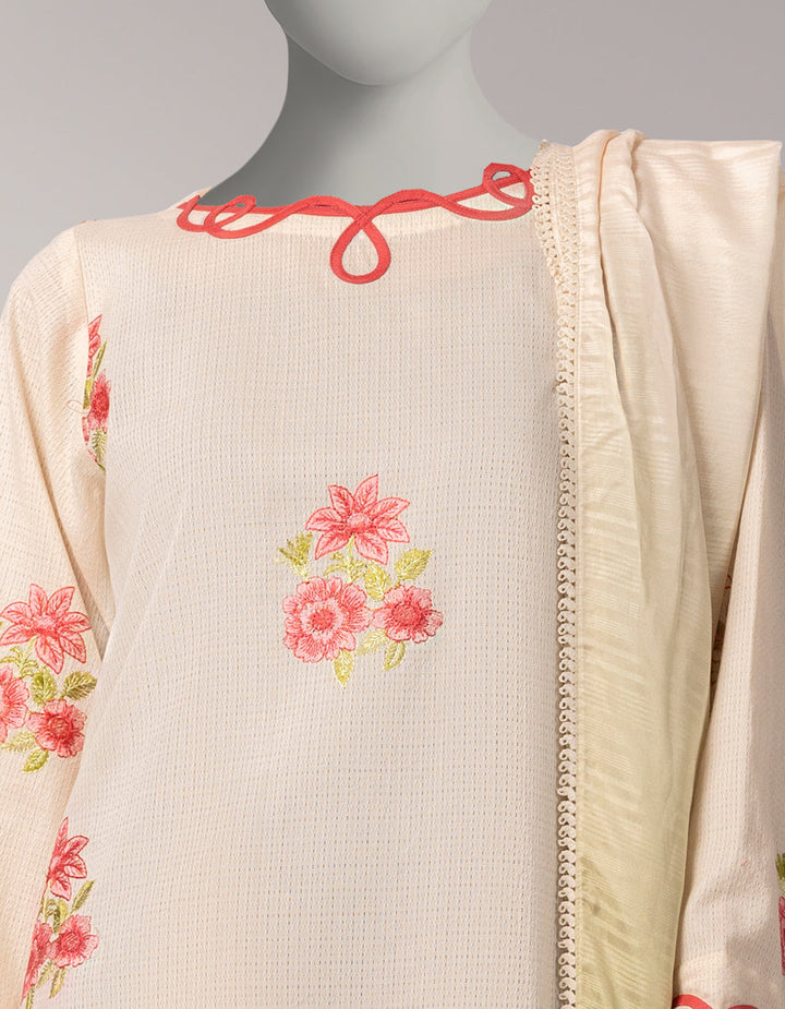 Doria Off White Unstitched Suit - J. Junaid Jamshed