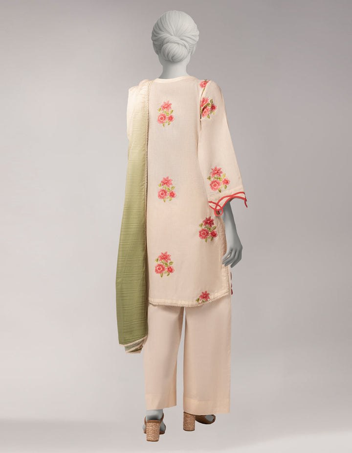 Doria Off White Unstitched Suit - J. Junaid Jamshed