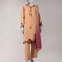 Doria Brown Unstitched Suit - J. Junaid Jamshed