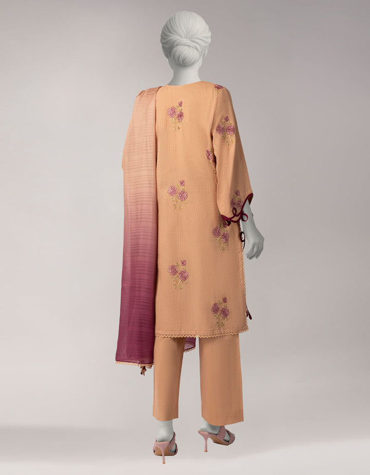 Doria Brown Unstitched Suit - J. Junaid Jamshed