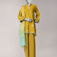 Doria Green Unstitched Suit - J. Junaid Jamshed