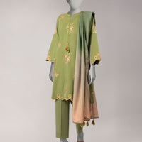 Doria Green Unstitched Suit - J. Junaid Jamshed