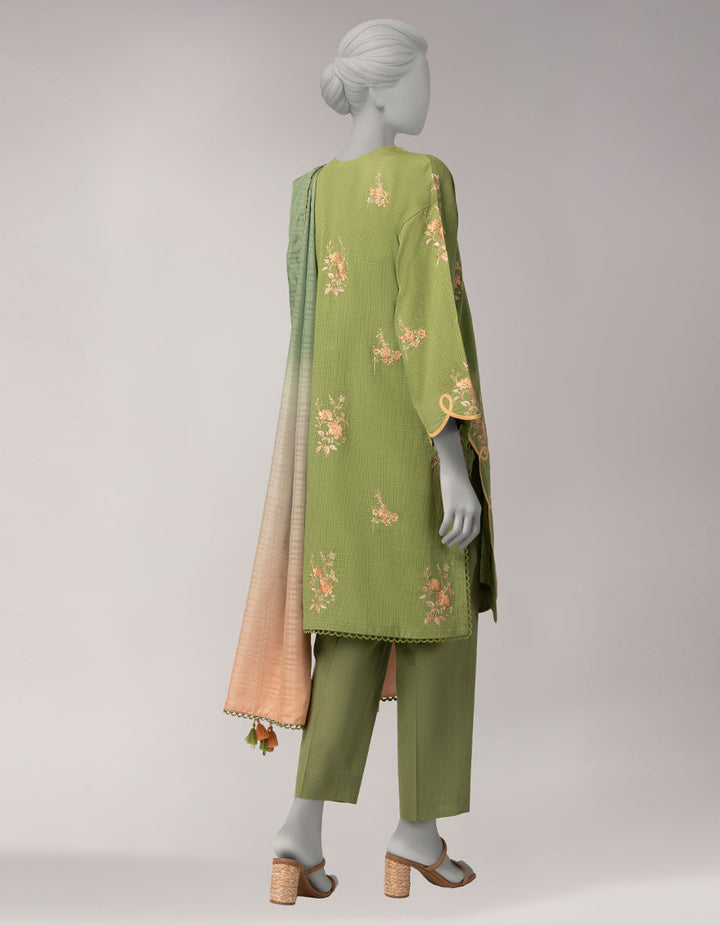 Doria Green Unstitched Suit - J. Junaid Jamshed