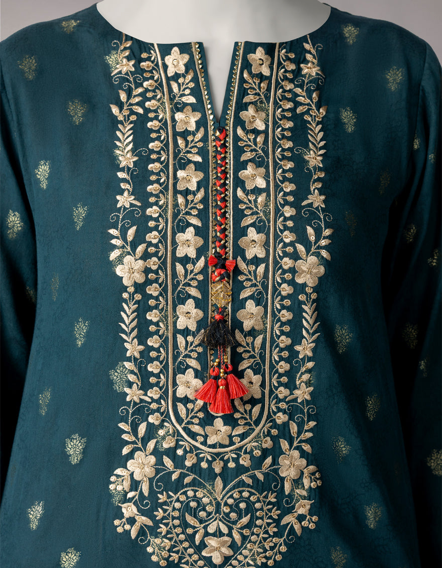 Zari Lawn Green Unstitched Suit - J. Junaid Jamshed