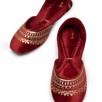 Suede Burgundy Khussa - J. Junaid Jamshed