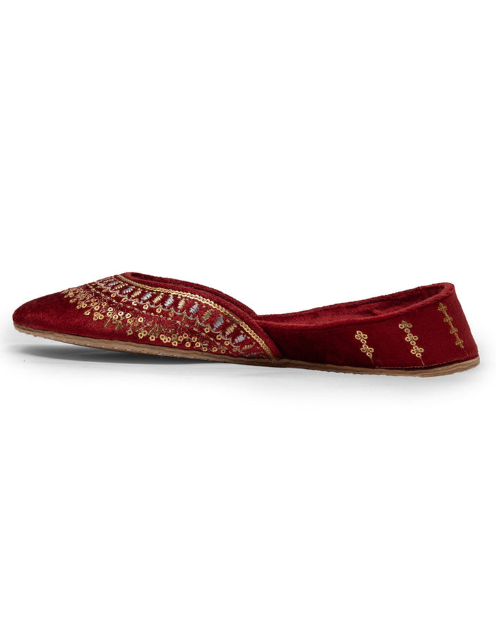 Suede Burgundy Khussa - J. Junaid Jamshed