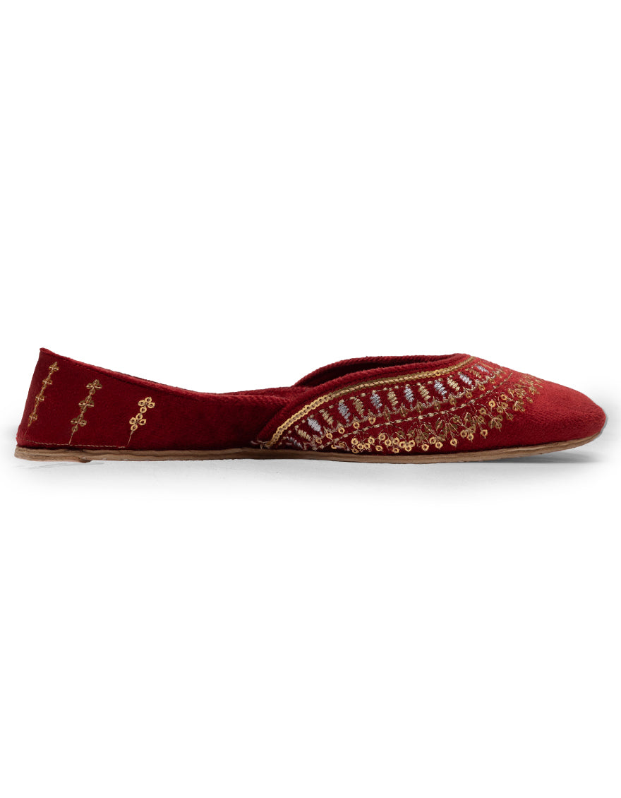 Suede Burgundy Khussa - J. Junaid Jamshed