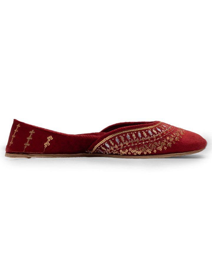 Suede Burgundy Khussa - J. Junaid Jamshed
