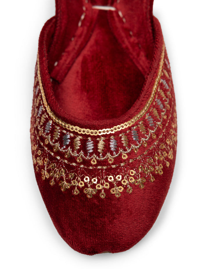 Suede Burgundy Khussa - J. Junaid Jamshed