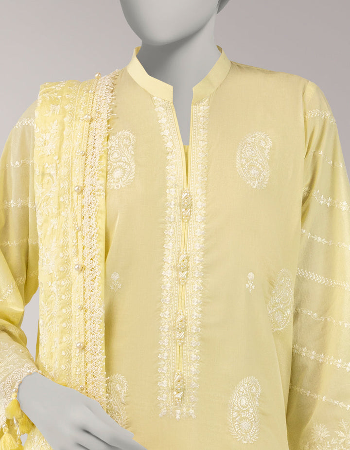 Lawn Yellow Unstitched Suit - J. Junaid Jamshed