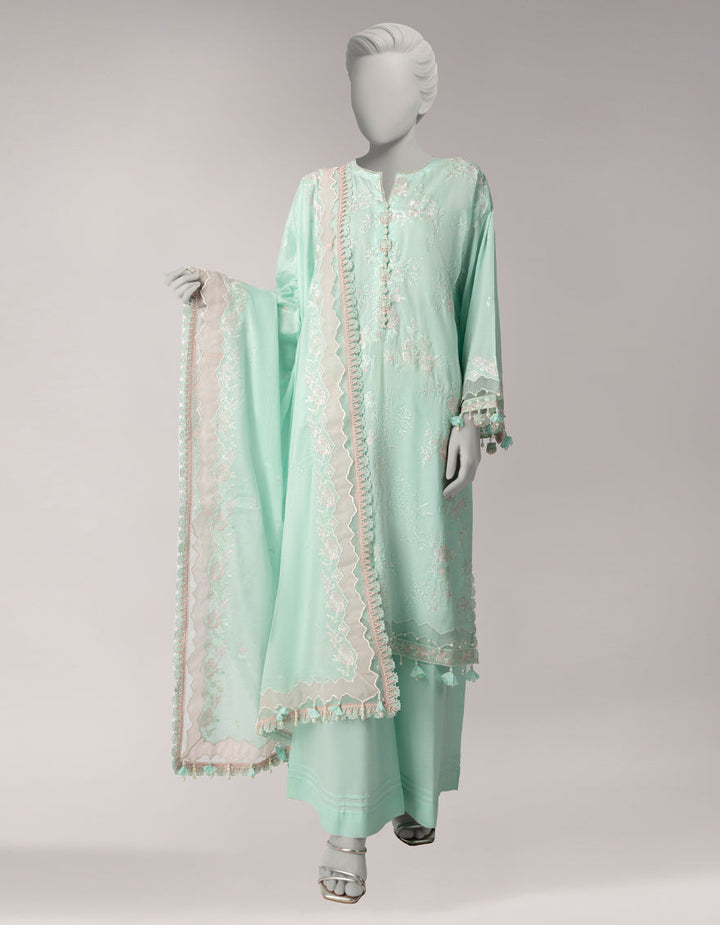 Lawn Green Unstitched Suit - J. Junaid Jamshed