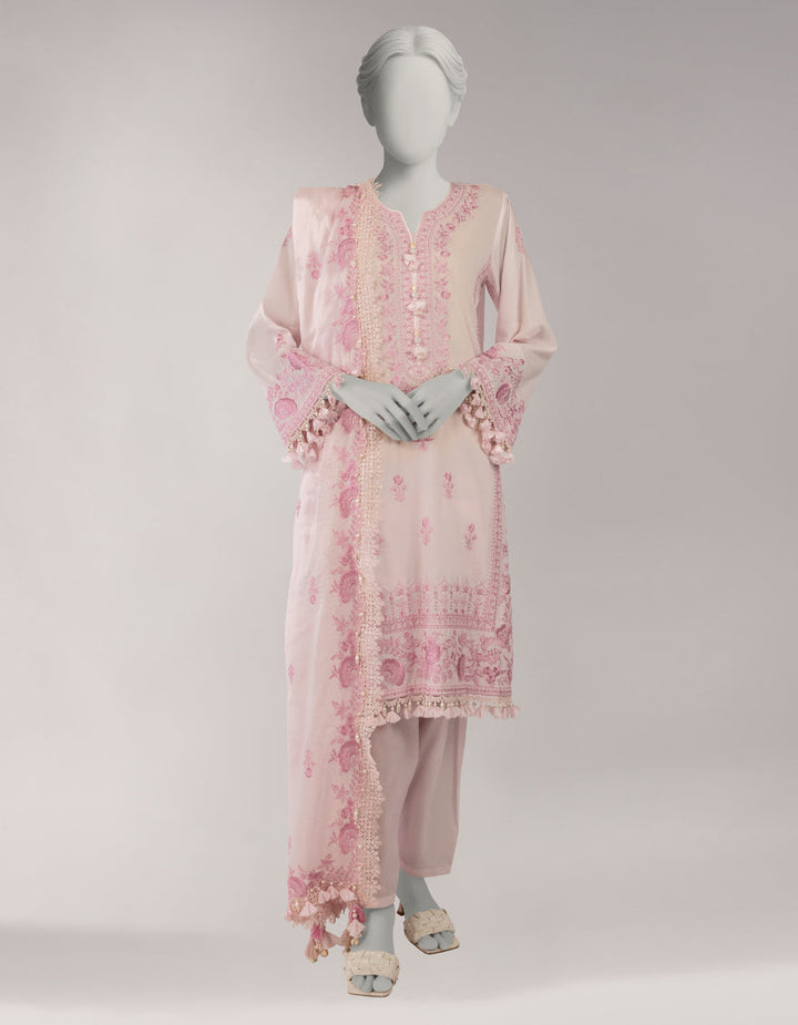 Lawn Pink Unstitched Suit - J. Junaid Jamshed