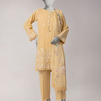 Dobby Yellow Unstitched Suit - J. Junaid Jamshed