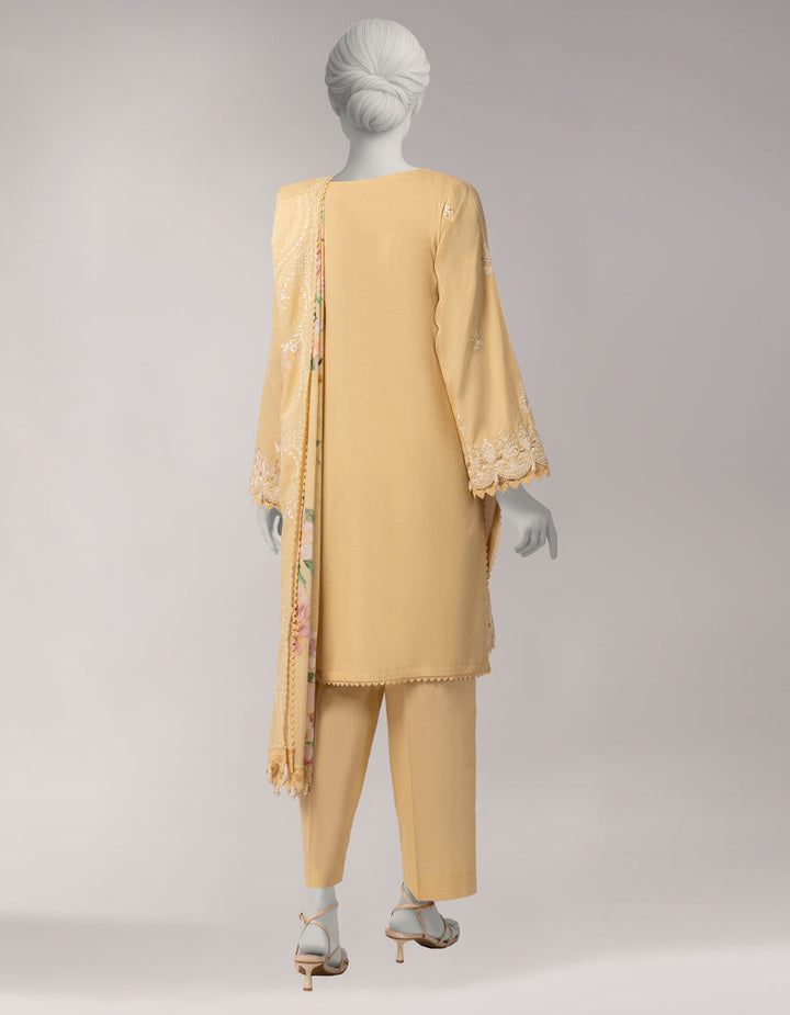 Dobby Yellow Unstitched Suit - J. Junaid Jamshed