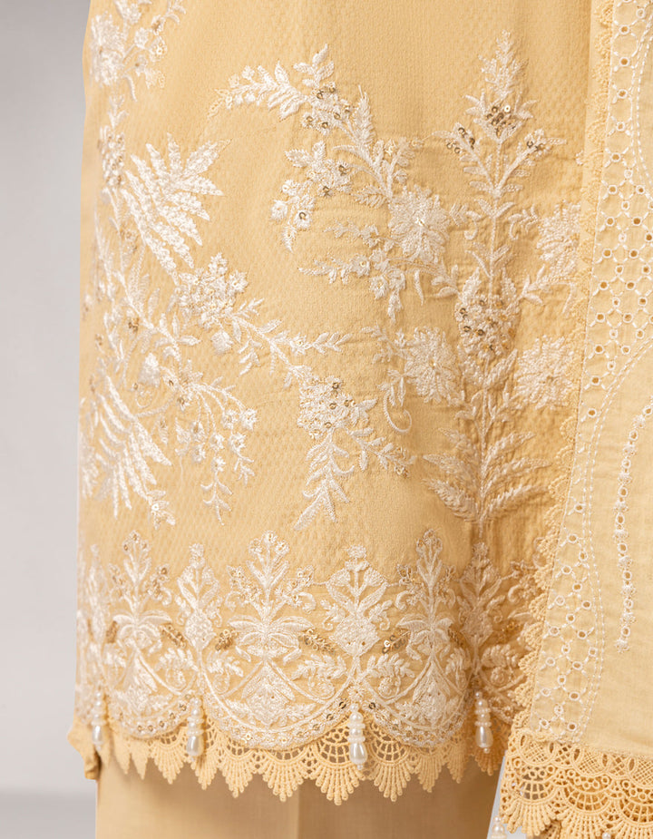 Dobby Yellow Unstitched Suit - J. Junaid Jamshed