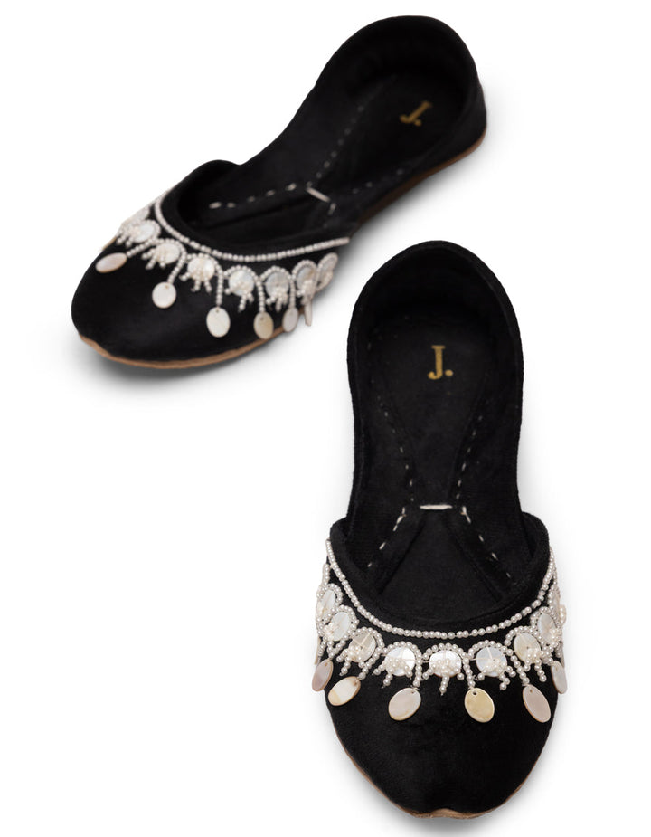 Suede Black Khussa - J. Junaid Jamshed