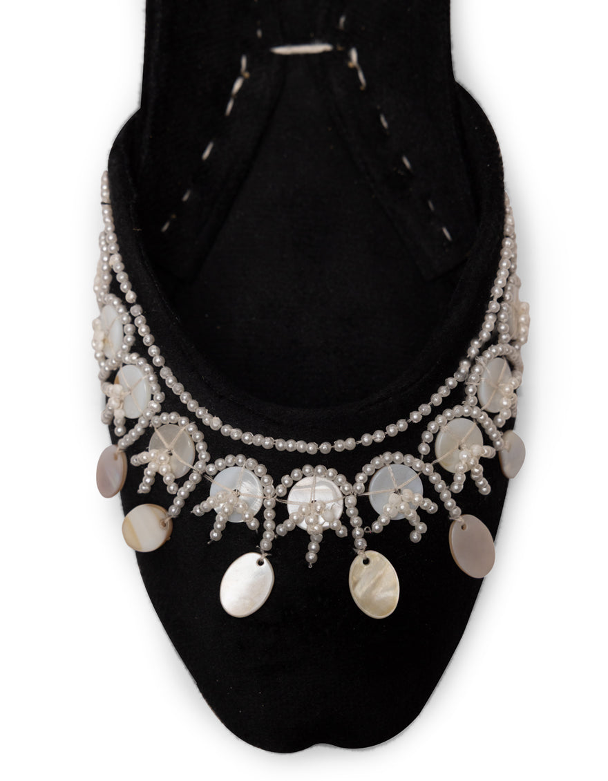 Suede Black Khussa - J. Junaid Jamshed