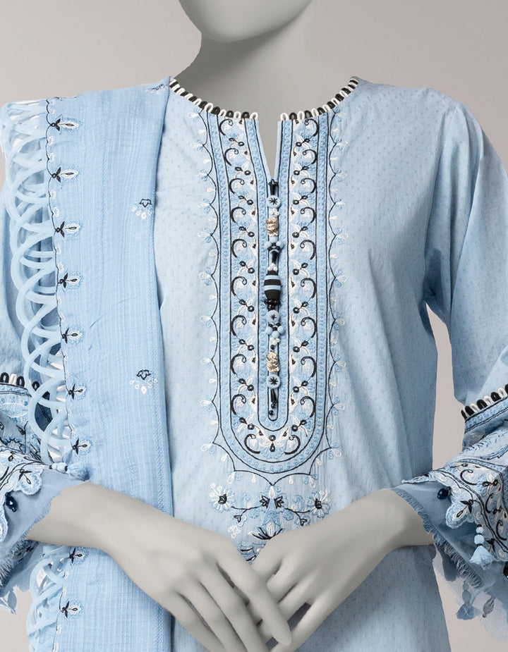 Doria Blue Unstitched Suit - J. Junaid Jamshed