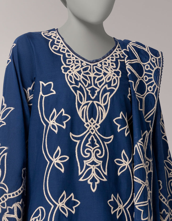 Lawn Blue Unstitched Suit - J. Junaid Jamshed