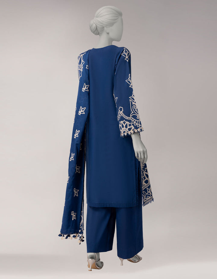 Lawn Blue Unstitched Suit - J. Junaid Jamshed
