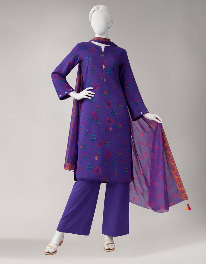 Lawn Multicolor Unstitched Suit - J. Junaid Jamshed