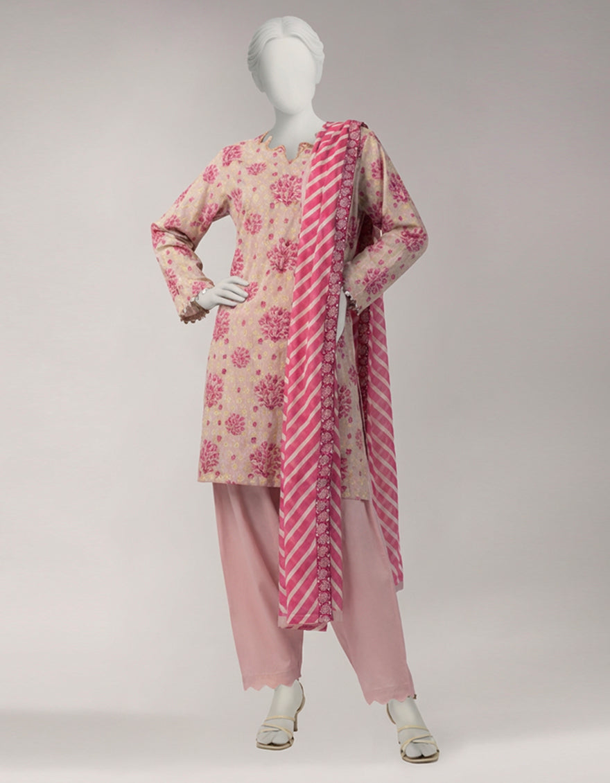 Lawn Multicolor Unstitched Suit - J. Junaid Jamshed
