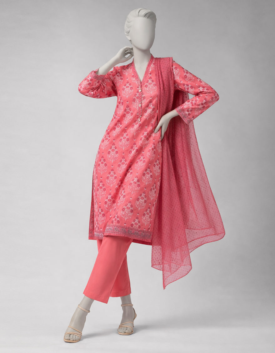 Lawn Multicolor Unstitched Suit - J. Junaid Jamshed