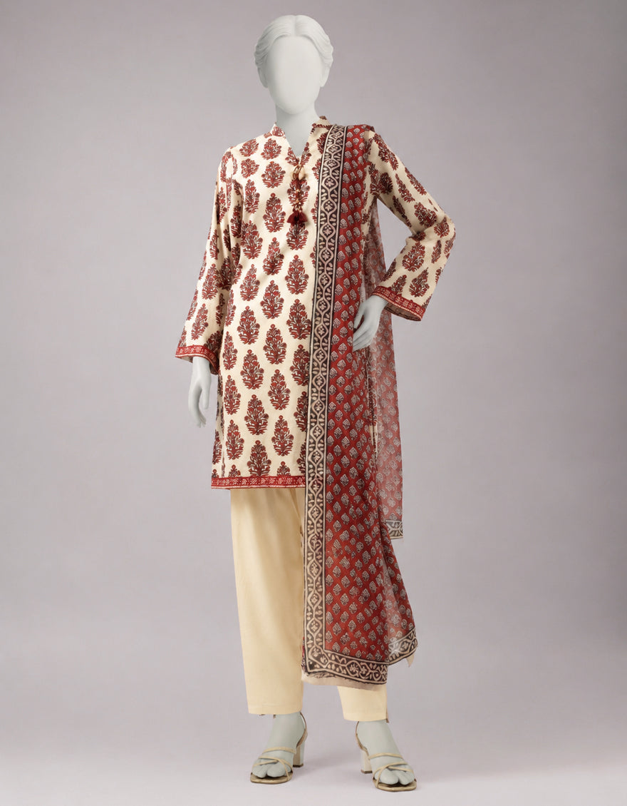 Lawn Multicolor Unstitched Suit - J. Junaid Jamshed