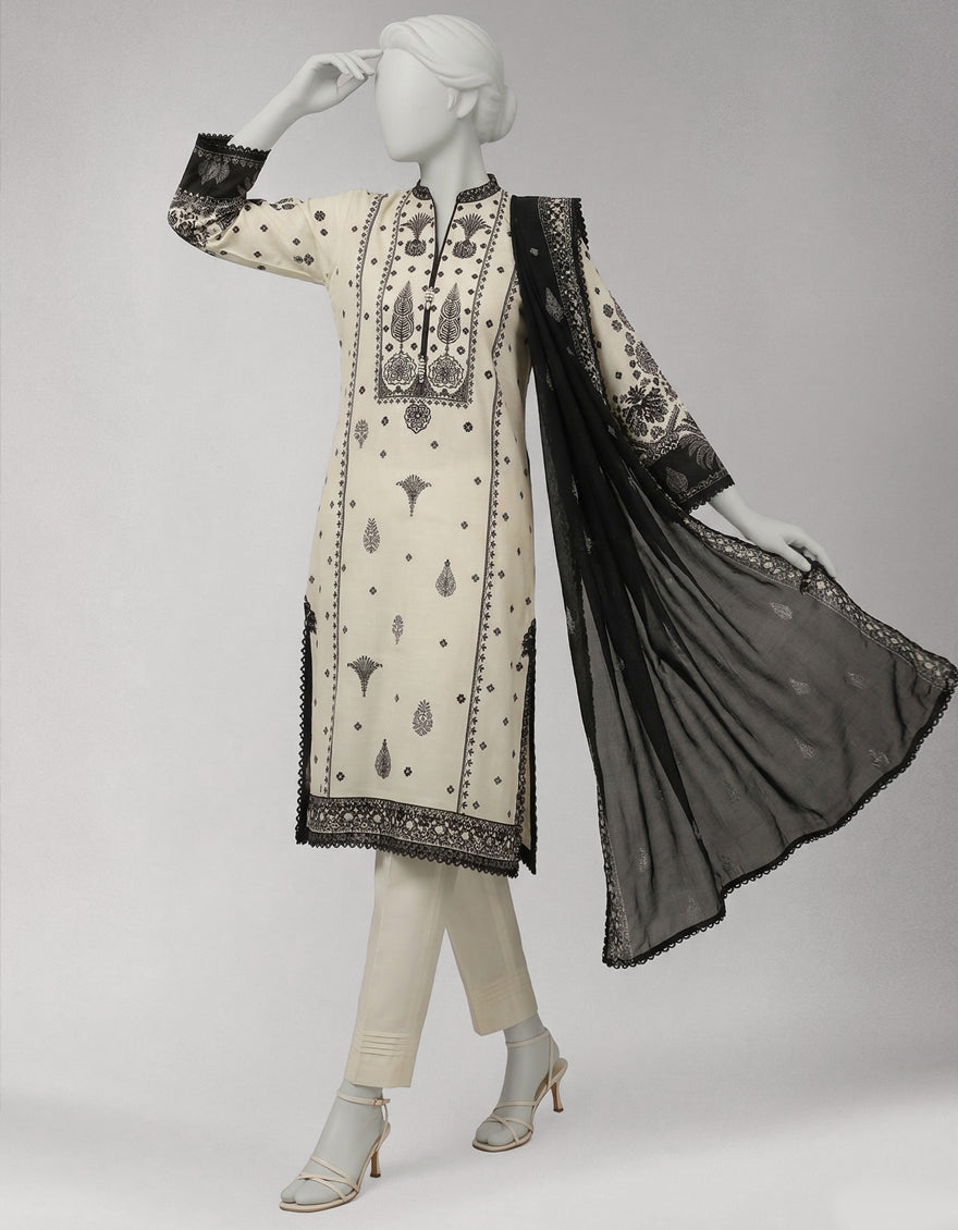 Lawn Multicolor Unstitched Suit - J. Junaid Jamshed