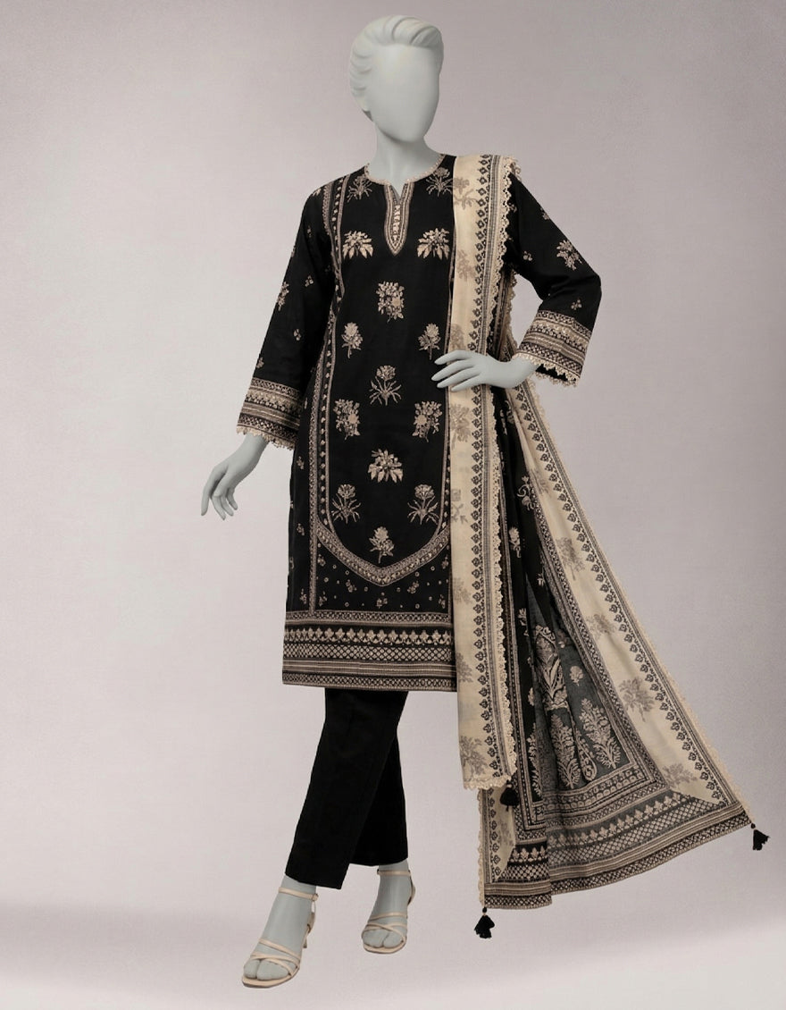 Lawn Multicolor Unstitched Suit - J. Junaid Jamshed