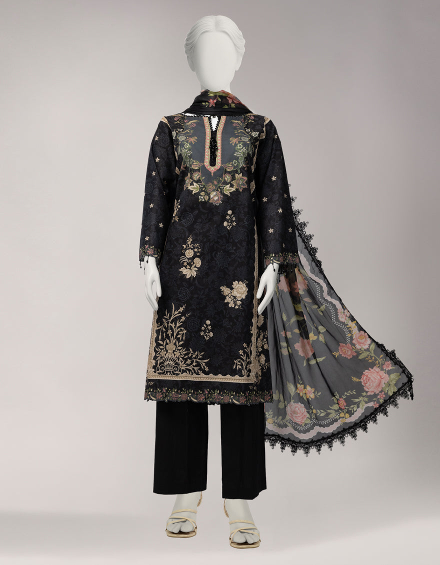 Lawn Multicolor Unstitched Suit - J. Junaid Jamshed