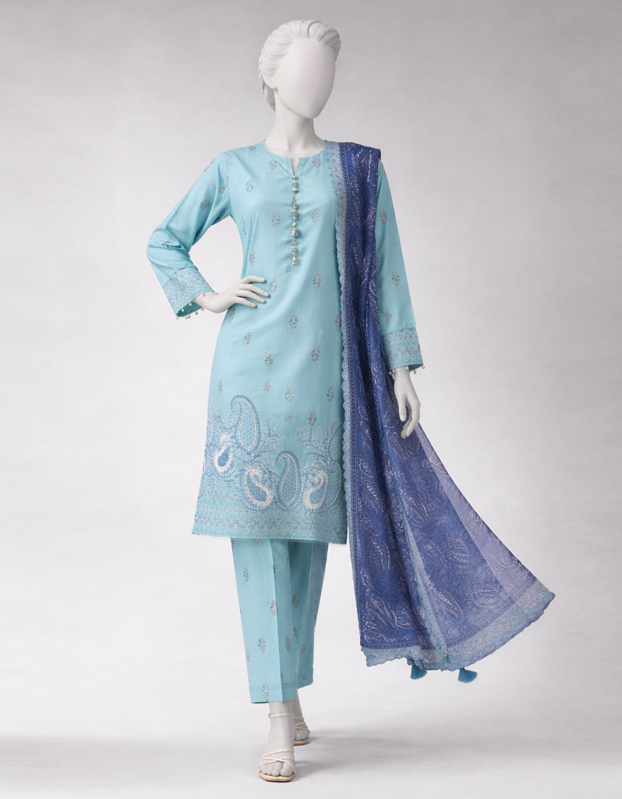 Lawn Multicolor Unstitched Suit - J. Junaid Jamshed